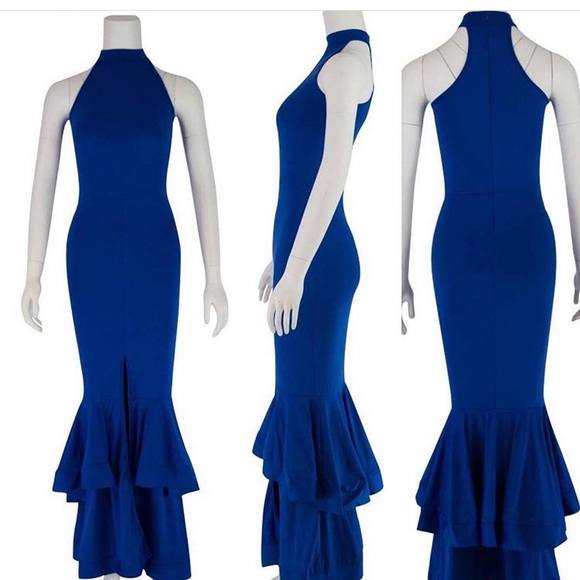 mermaid fitted bodycon dress L\XL stretchy long - Picture 2 of 4